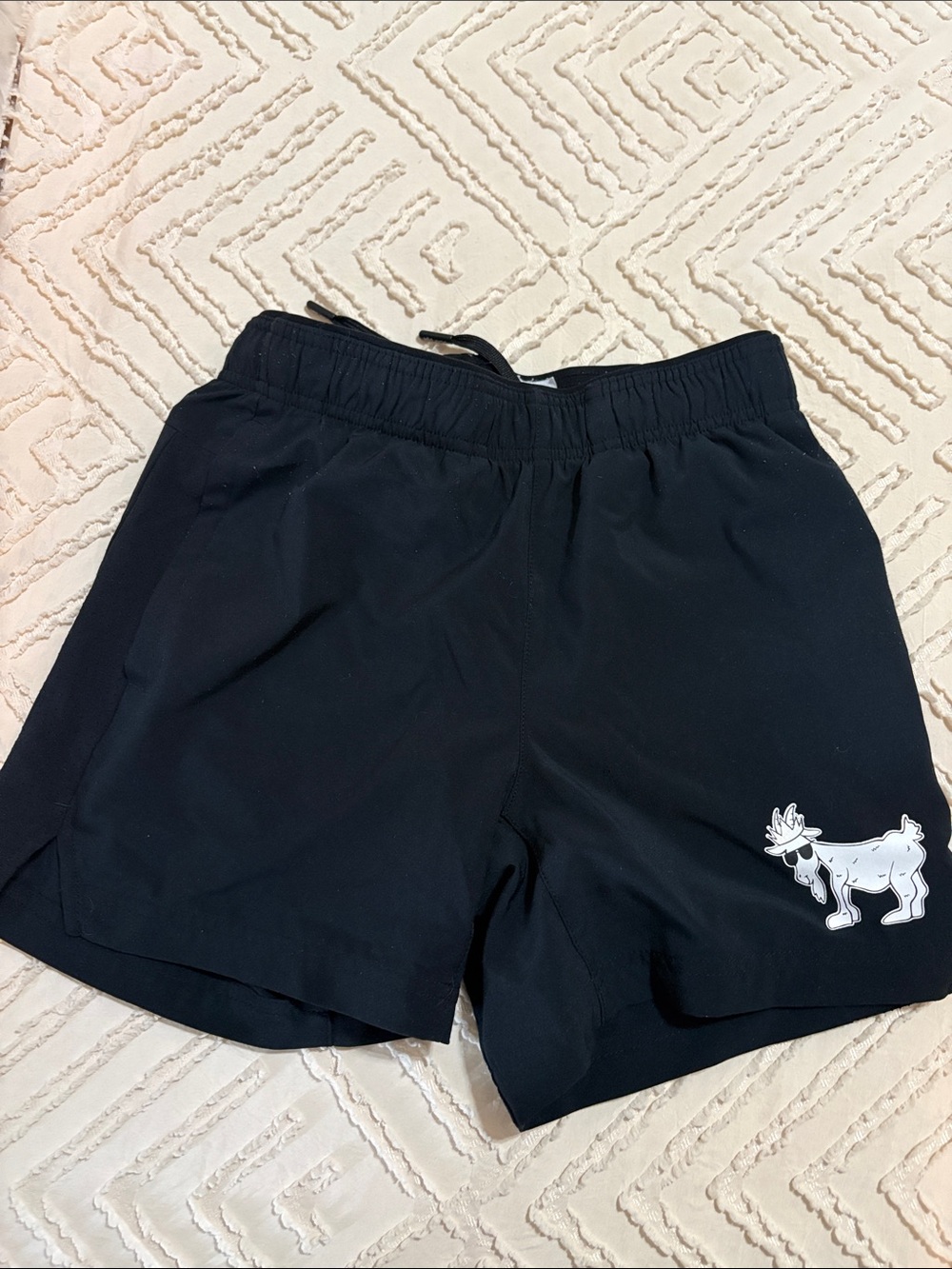 GOAT Kids Black Athletic Shorts with Moose Accent